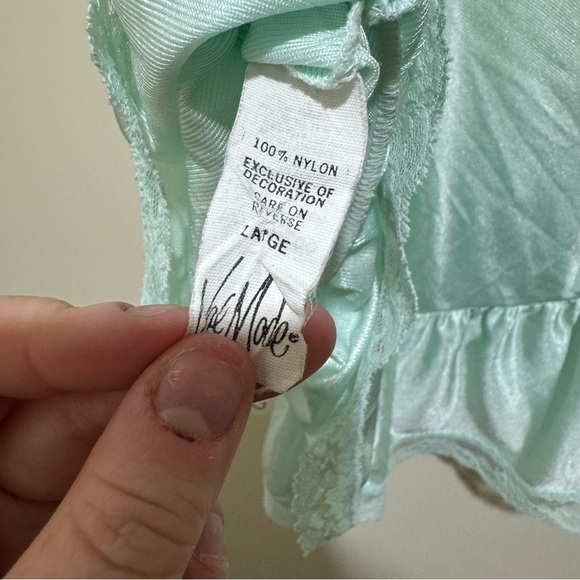 Women’s Vintage Val Mode Blue Lace Sheer Silky Sexy Lingerie Tank Top Size: L - Picture 10 of 15